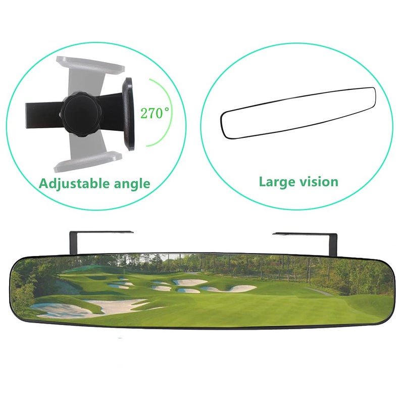 HKOO Golf cart Rear View Mirror, HKOO 16.5" Extra Wide 180 Degree Panoramic Rear View Mirror Fit for Golf Cart EZGO Club Car Yamahaï¼ˆGolf cart Mirrorsï¼‰ - Image 2